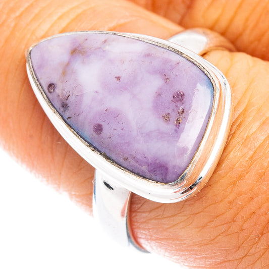 Sterling silver opal ring, teardrop purple gemstone, size 8
