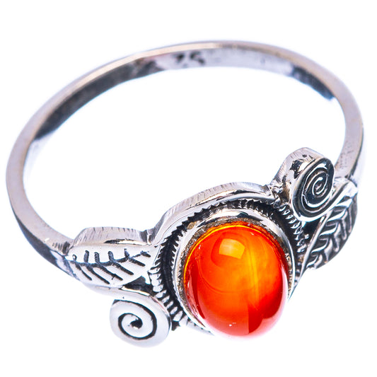 Carnelian Leaf 925 Sterling Silver Ring Size 6.5 (925 Sterling Silver) R5329