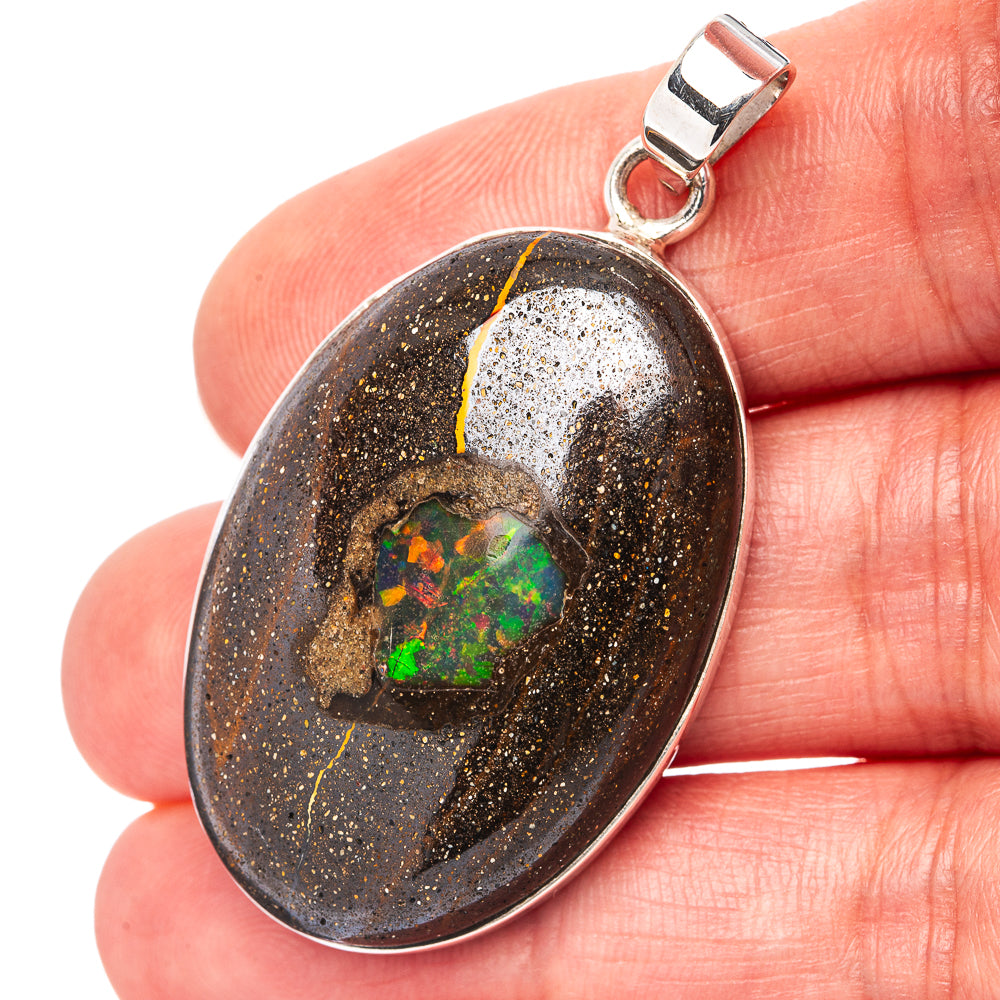 Premium Boulder Opal Pendant 1 3/4" (.925 Sterling Silver)