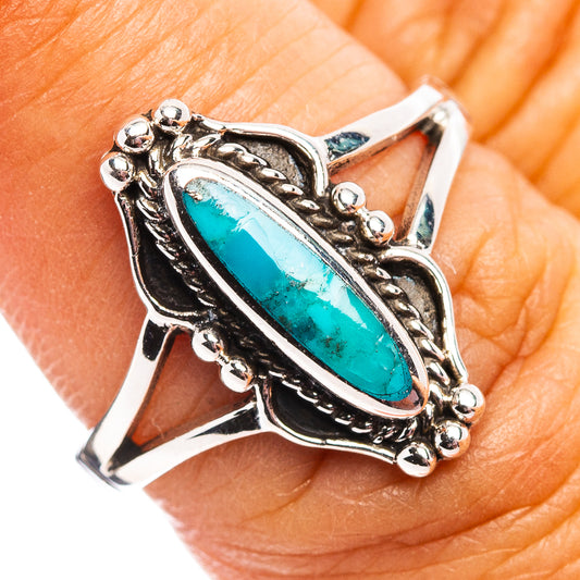 Turquoise oval gemstone ring in .925 sterling silver with ornate openwork setting