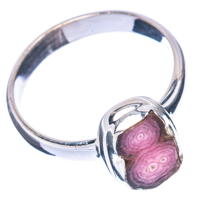 Sterling silver rhodochrosite stalactite ring, oval purple stone on band, size 7.75
