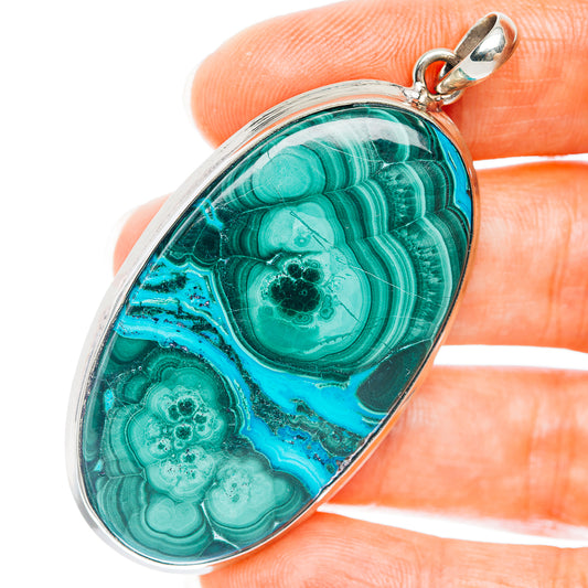 Malachite In Chrysocolla Pendant 2 3/8" (German Silver)