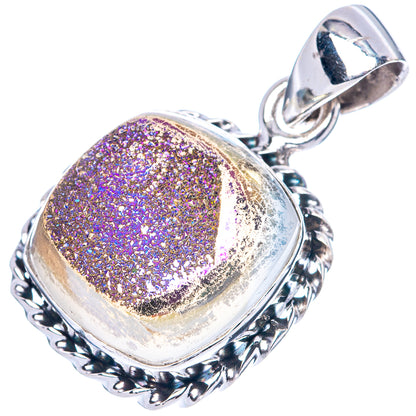 Titanium Druzy Pendant 1 1/8" (925 Sterling Silver) P42544