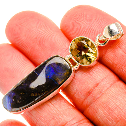 Boulder Opal, Citrine 925 Sterling Silver Pendant 2" (925 Sterling Silver) PD38307