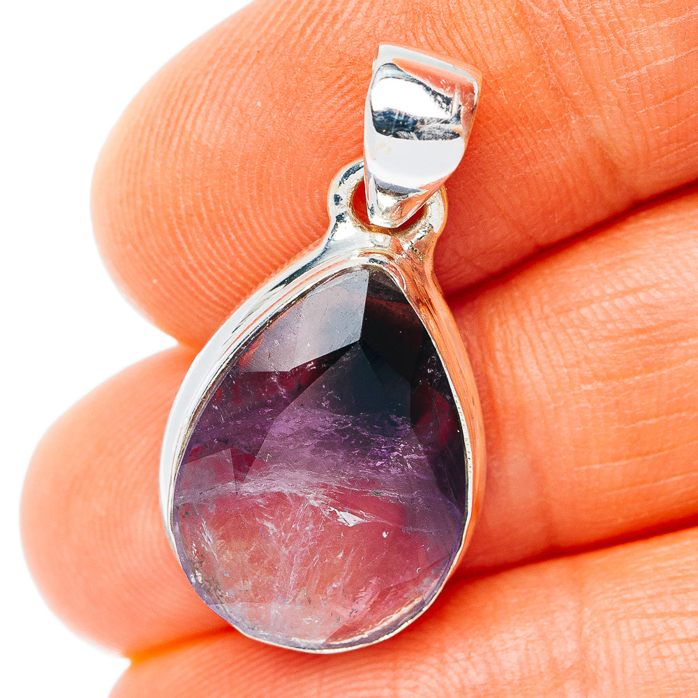 Chevron Amethyst Pendant 1 1/8" (.925 Sterling Silver)