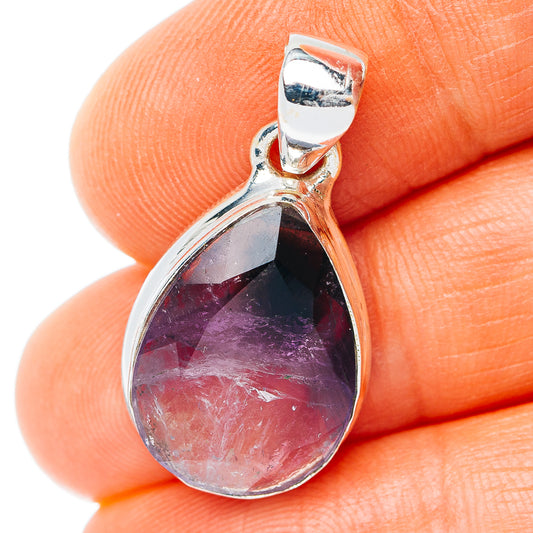Chevron Amethyst Pendant 1 1/8" (.925 Sterling Silver)