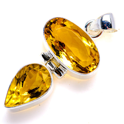 Faceted Citrine Pendant 1 3/4" (925 Sterling Silver) PD38180