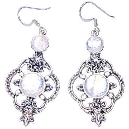 Signature Rainbow Moonstone Earrings 2 1/4" (925 Sterling Silver) E1087
