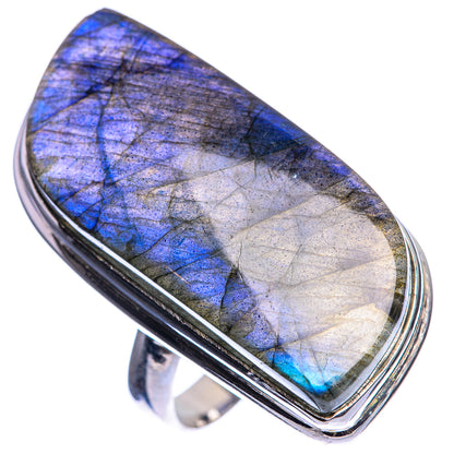Huge Labradorite 925 Sterling Silver Ring Size 7.5