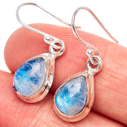 Rainbow Moonstone Earrings 1 1/8" (925 Sterling Silver) E1368
