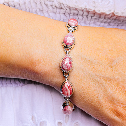 Rhodochrosite Bracelet 7 to 8" (.925 Sterling Silver)