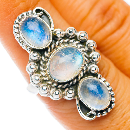 Rainbow Moonstone Ring Size 7 (.925 Sterling Silver)