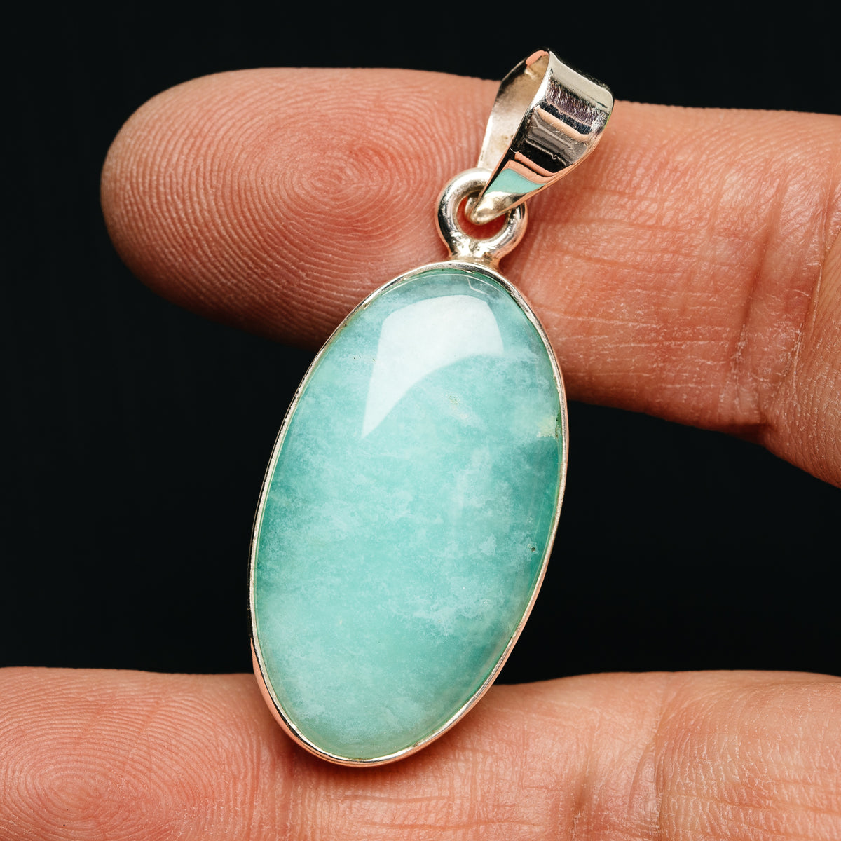 Premium Gemmy Chrysoprase Pendant 1 5/8" (.925 Sterling Silver)
