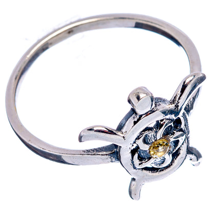 Citrine Seaturtle Dainty Ring Size 6.75 (.925 Sterling Silver)