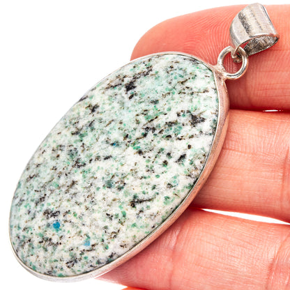 K2 Blue Azurite Pendant 2 1/8" (Silver Plated)