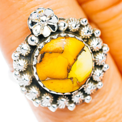 Southwestern Style Honey Dahlia Turquoise Ring Size 8 (.925 Sterling Silver)
