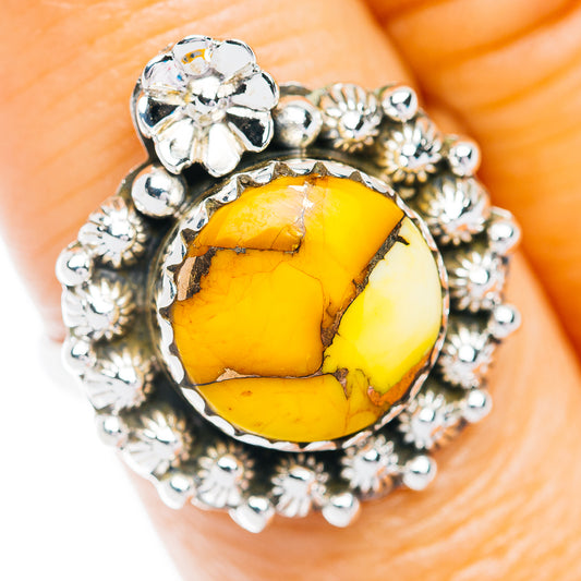 Southwestern Style Honey Dahlia Turquoise Ring Size 8 (.925 Sterling Silver)