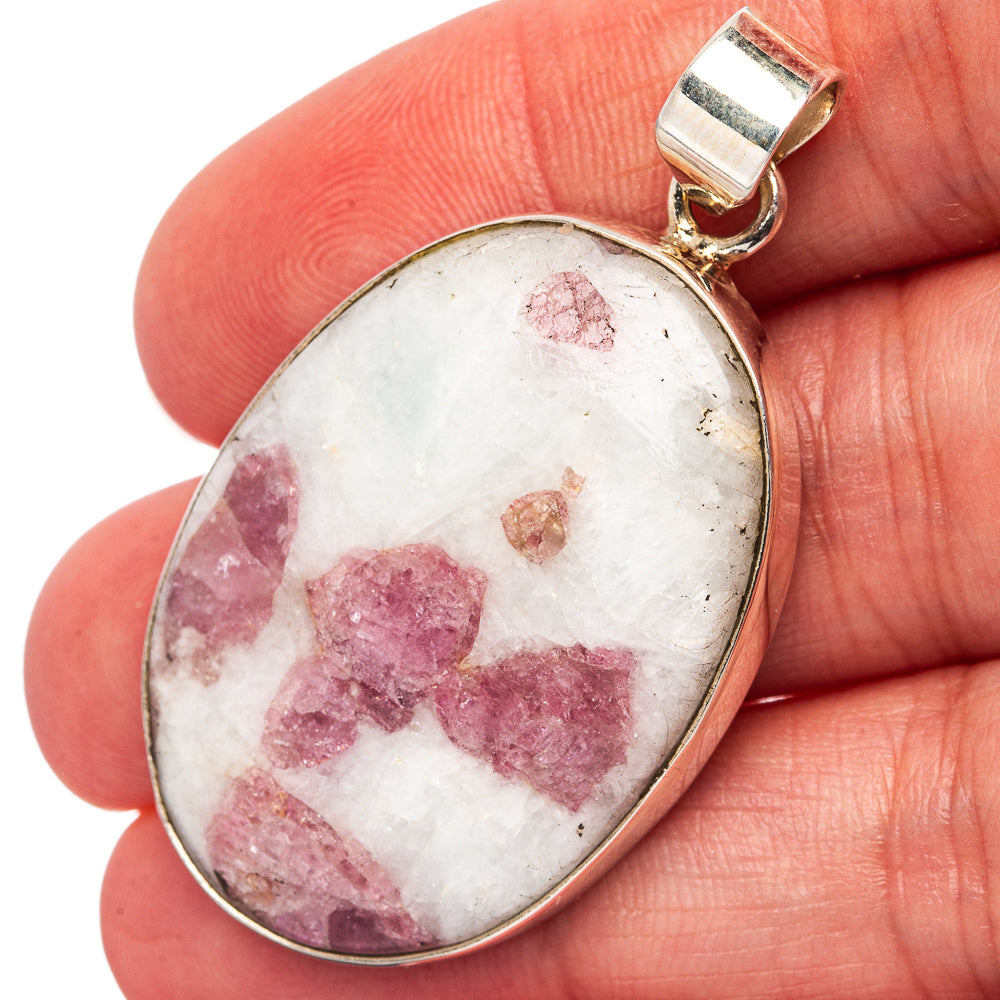 Premium Pink Tourmaline In Quartz Pendant 1 7/8" (.925 Sterling Silver)