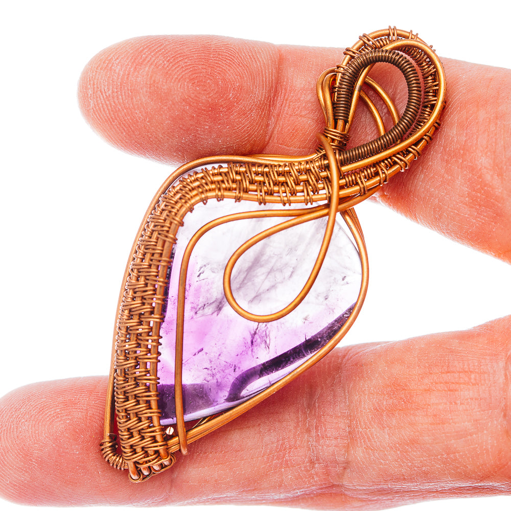 Star Amethyst Wire Warp Pendant 2 1/2" (Copper)