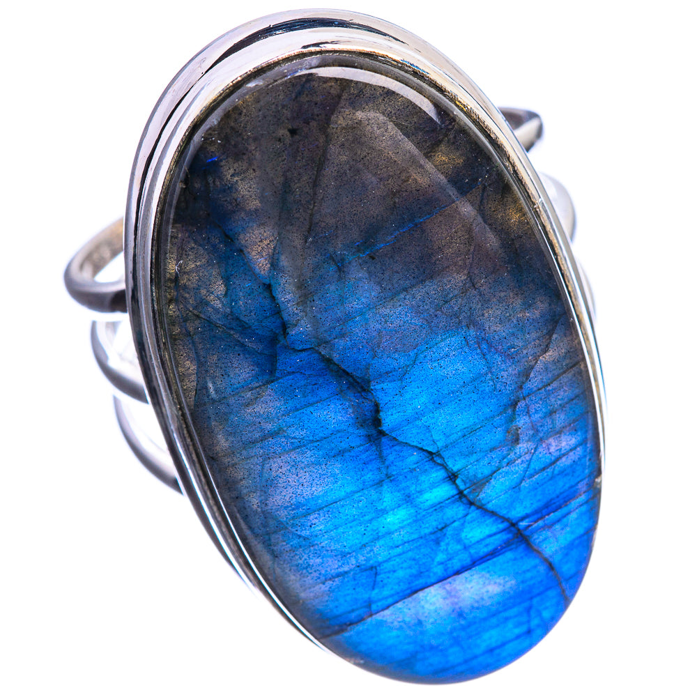 Huge Labradorite 925 Sterling Silver Ring Size 11.25