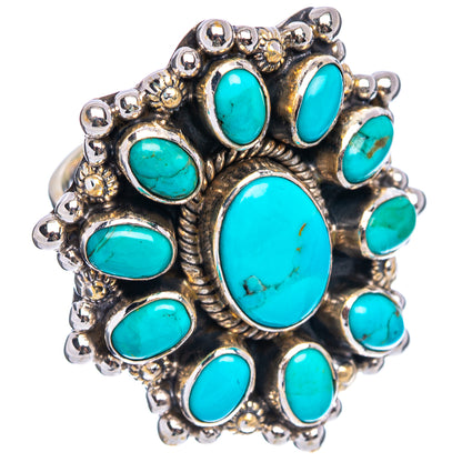 Exclusive Native Style Kingman Turquoise Ring Size 7.25 (.925 Sterling Silver)