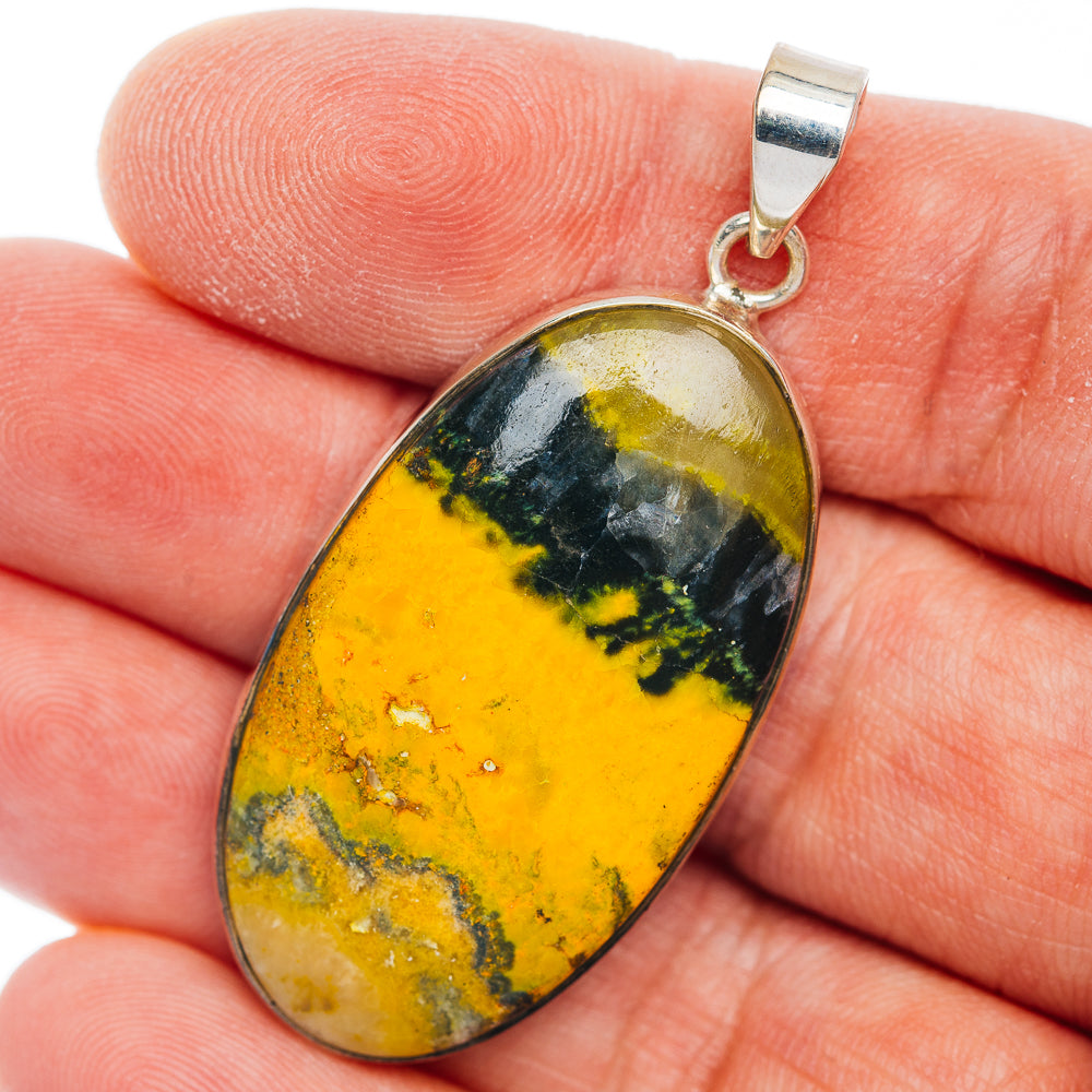 Premium Bumblebee Jasper Pendant 2" (.925 Sterling Silver)