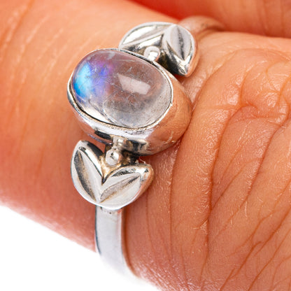 Rainbow Moonstone Dainty Ring Size 5.75 (925 Sterling Silver) R145409