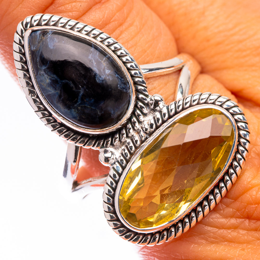 Large Lemon Quartz, Pietersite Ring Size 12 (925 Sterling Silver) R140802