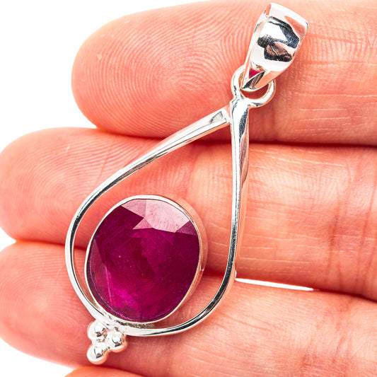 Premium Burmese Glass Filled Ruby Pendant 1 3/4" (.925 Sterling Silver)
