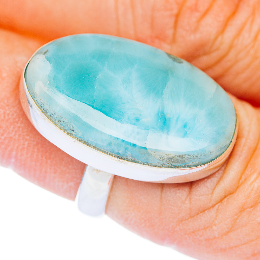 Premium Larimar Ring Size 6.25 Adjustable (.925 Sterling Silver)