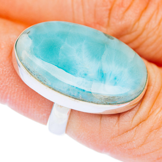 Premium Larimar Ring Size 6.25 Adjustable (.925 Sterling Silver)