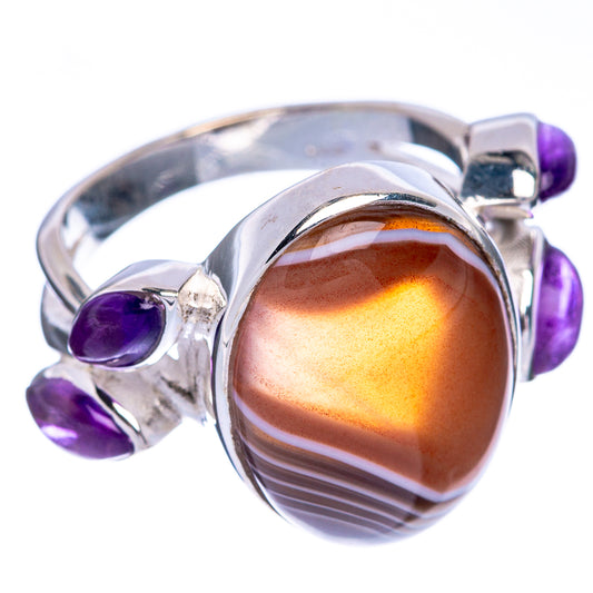 Botswana Agate, Amethyst Ring Size 6 (925 Sterling Silver) R144626