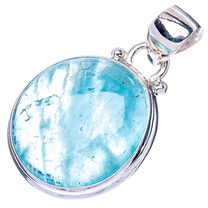 Natural Aquamarine 925 Sterling Silver Pendant 1 1/8" (925 Sterling Silver) P41880