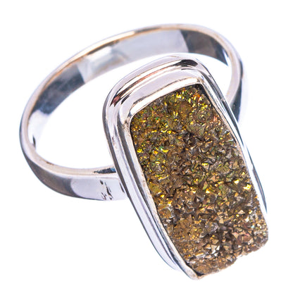 Spectropyrite Druzy Ring Size 6.75 (.925 Sterling Silver)