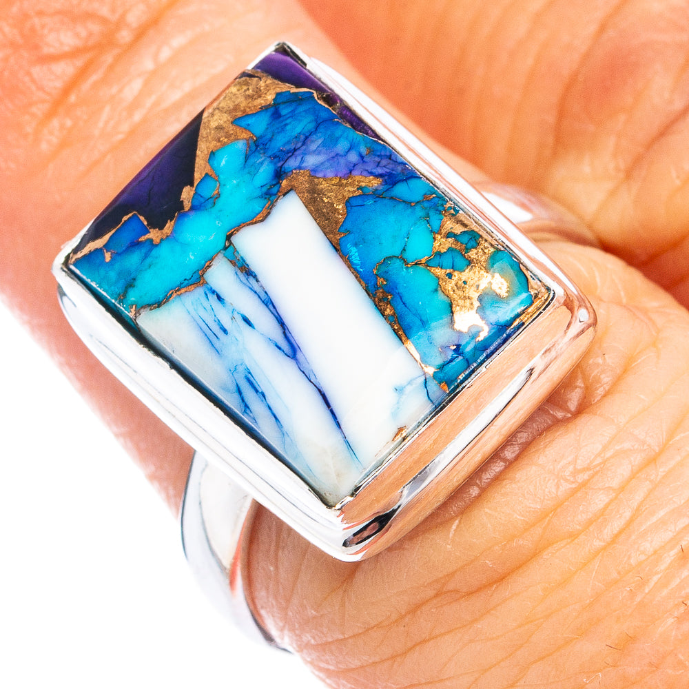 Ice Blue Dahlia Mohave Turquoise Ring Size 6.75 (.925 Sterling Silver)