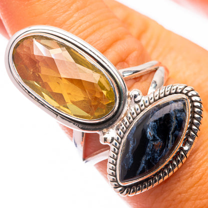 Large Lemon Quartz, Pietersite Ring Size 8 (925 Sterling Silver) R141071