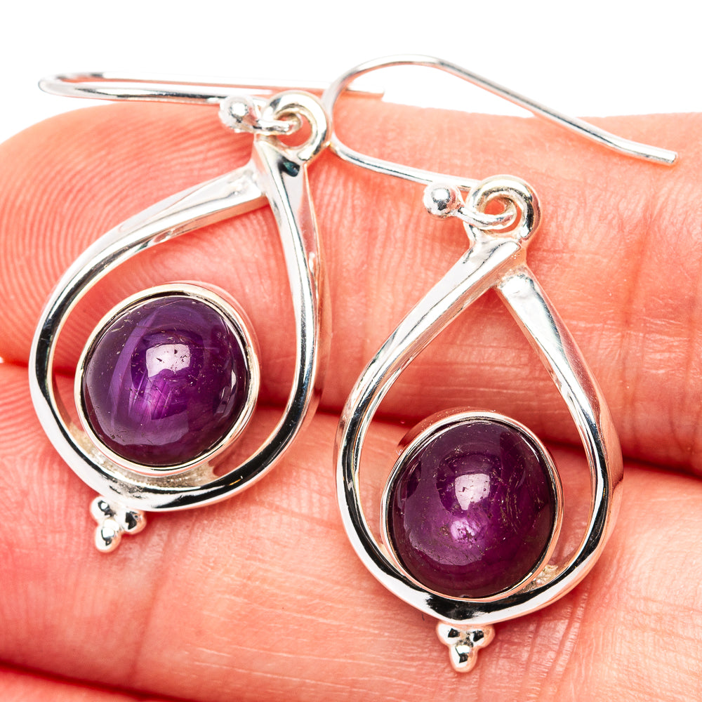 Premium Burmese Star Ruby Earrings 1 3/8" (.925 Sterling Silver)
