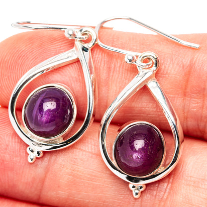 Premium Burmese Star Ruby Earrings 1 3/8" (.925 Sterling Silver)