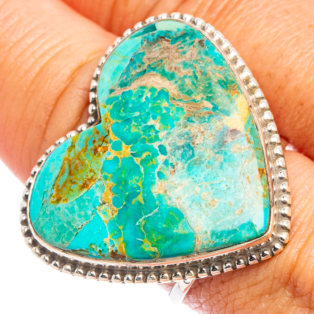 Mohave Turquoise Heart Ring Size 8.75 (.925 Sterling Silver)