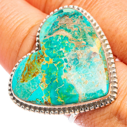 Mohave Turquoise Heart Ring Size 8.75 (.925 Sterling Silver)
