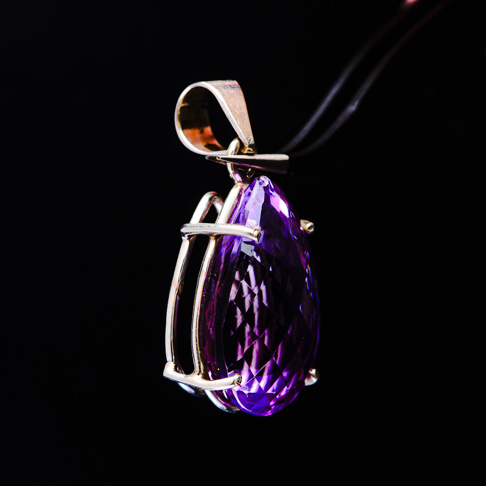 19.49ct Faceted Brazilian Amethyst Pendant 1 1/2" (.925 Sterling Silver)