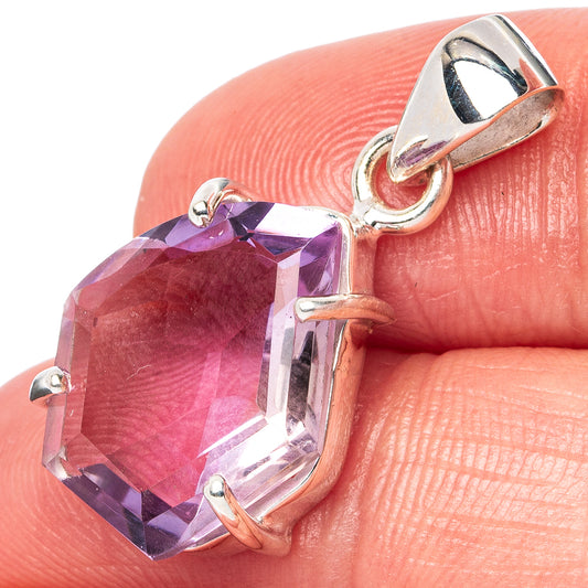 Faceted Amethyst Pendant 1 1/8" (925 Sterling Silver) P43001