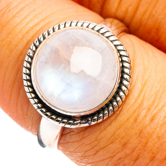 925 sterling silver oval rainbow moonstone ring with ornate rope bezel
