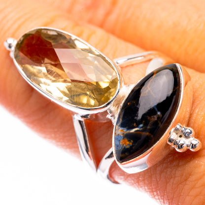 Large Pietersite, Lemon Quartz Ring Size 9 (925 Sterling Silver) R140641