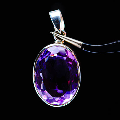 20.4ct Faceted Brazilian Amethyst Pendant 1 1/4" (.925 Sterling Silver)