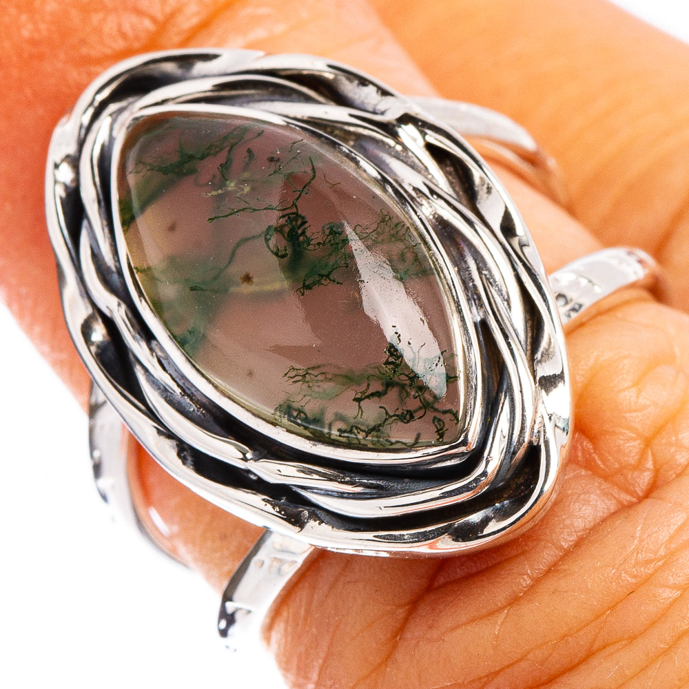 Premium Green Moss Agate Ring Size 5.75 (.925 Sterling Silver)