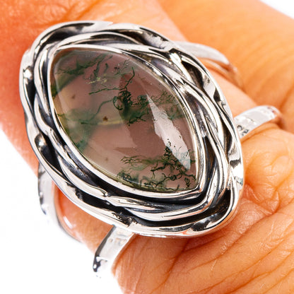 Premium Green Moss Agate Ring Size 5.75 (.925 Sterling Silver)