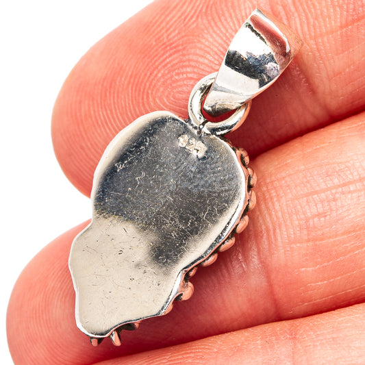 Green Aurora Opal Heart Pendant 1 1/4" (.925 Sterling Silver)