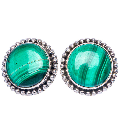 Malachite Earrings 5/8" (925 Sterling Silver) E1507