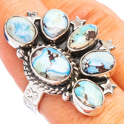 Golden Hills Turquoise Native Style Ring Size 9 Adjustable (.925 Sterling Silver) Exclusive